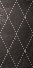 Rhombus Platino su Nero, fregio Platino con Swarovski 100х50
