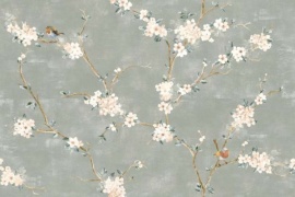 Mixed Verde Decoro Fiori di Pesco Rett. 40x120 (A+B)
