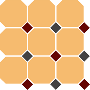 OCT20+14-B Ochre Yellow OCTAGON 21/Brick Red 20 + Black 14 Dots 30х30