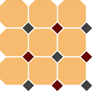 Плитка OCT14+20-A Ochre Yellow OCTAGON 21/Black 14 + Brick Red 20 Dots 30 30
