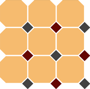 OCT14+20-A Ochre Yellow OCTAGON 21/Black 14 + Brick Red 20 Dots 30 30