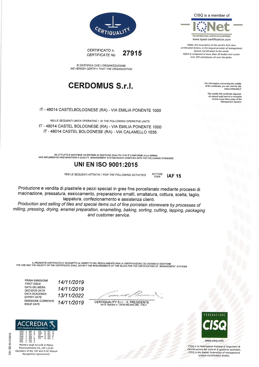 Certificato 9001_Cerdomus