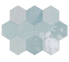 Zellige Hexa Aqua Mix 12.4х10.8