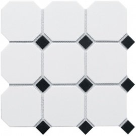 Octagon big White/Black Matt (CLA006) 30х30