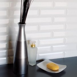 Плитка 10х30 белая глянцевая кабанчик