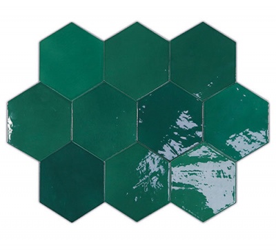 Испанская плитка WOW Zellige Hexa Zellige Hexa Emerald Mix 10.8 12.4