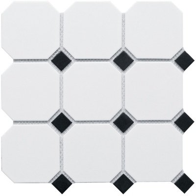 Китайская плитка StarMosaic Hex, Octagon, Triangolo Octagon big White/Black Matt (CLA006) 30 30