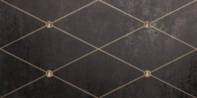 Итальянская плитка Petracer's Ad Maiora Rhombus Oro su Nero, fregio Oro con Swarovski 50 100