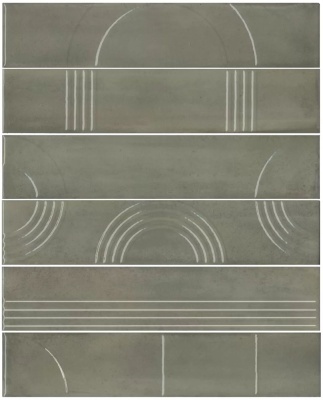 Российская плитка Kerama Marazzi Мажорель  KMP3STA003RN6X Панно Мажорель зелёный глянцевый (из 6 частей 6х28,5) 28,5 36