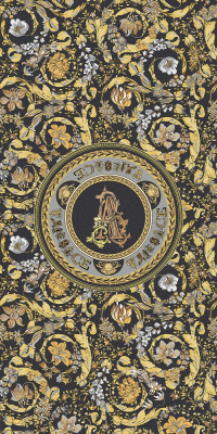 Итальянская плитка Versace Icons Icons Barocco Black/Gold Virtus Gala (Lettering) 60 120