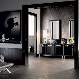 Rhombus Platino su Nero, fregio Platino 100х50