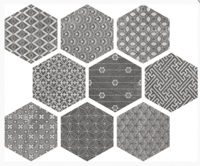 Испанская плитка APE SOFT Soft Hexagon Kendo mix Grey 26 23