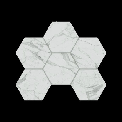 Российская плитка Estima Montis Montis MN01 Мозаика Hexagon Полир. White 25 28.5