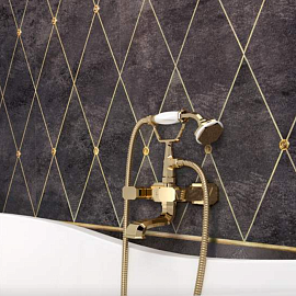 Rhombus Oro su Nero, fregio Oro con Swarovski 100х50