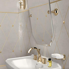 Rhombus Platino su Beige, fregio Platino 100х50