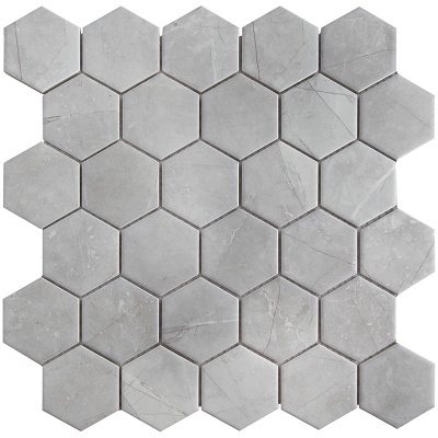 Китайская плитка StarMosaic Hex, Octagon, Triangolo Hexagon small Marble Grey Matt (PMMT82457) 28.2 27.1